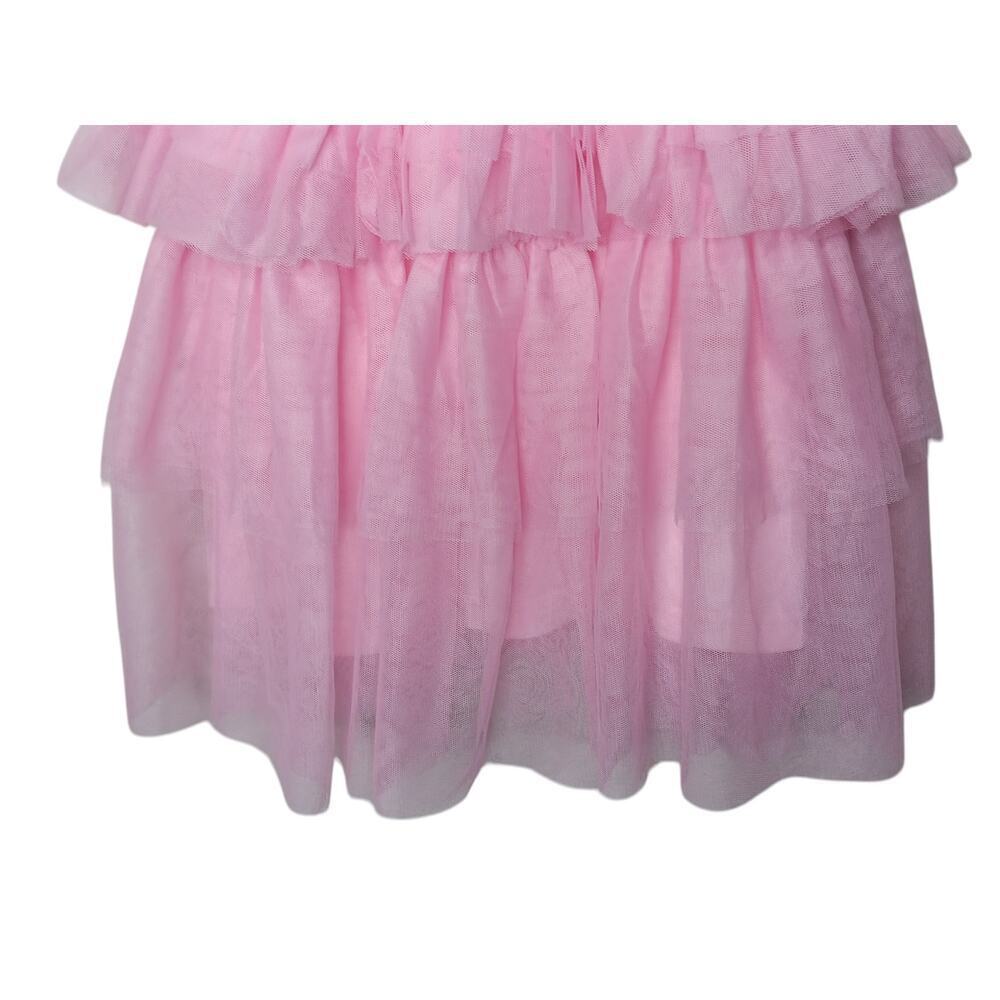 New without Tags Lulus Pink Tulle Pleated Sleeveless Tiered Mini Dress SZ XS - Picture 5 of 16
